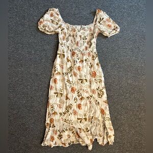 Hello Molly Cream and Orange Floral Midi Dress